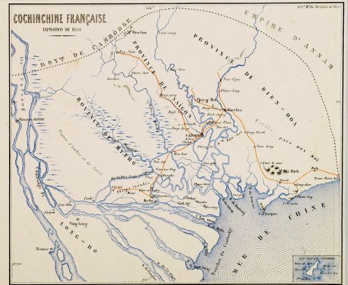 1858 expedition: map of the rivers of French Cochinchina