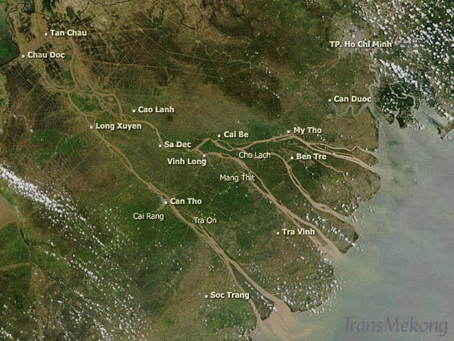 Photo satelite du Delta, (c) NASA, TransMékong