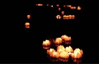 Floating lanterns on the river